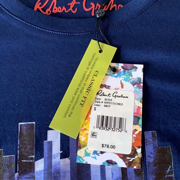 Robert Graham skull navy blue tee shirt BEYER - Picture 4 of 5